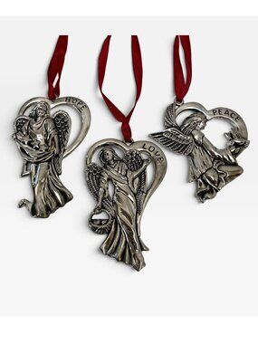 Gorham Angel Ornaments Set of 3 Silverplate Peace Hope Love Vintage